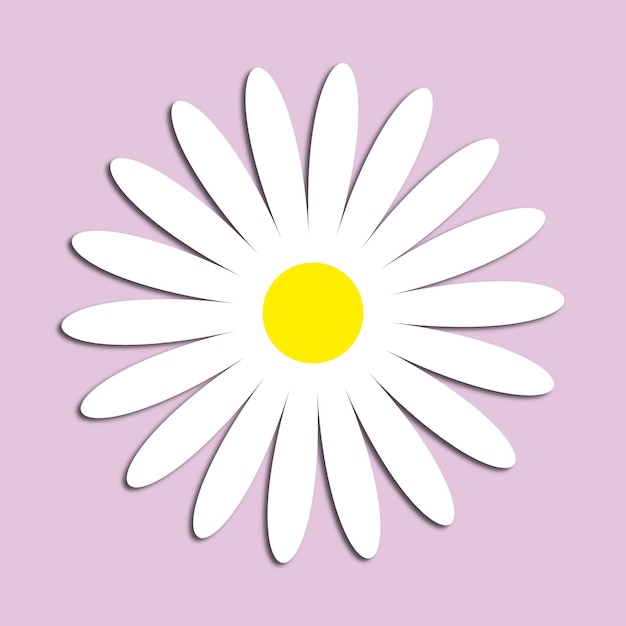 Flor con muchos pétalos blancos de estilo plano con sombreado
