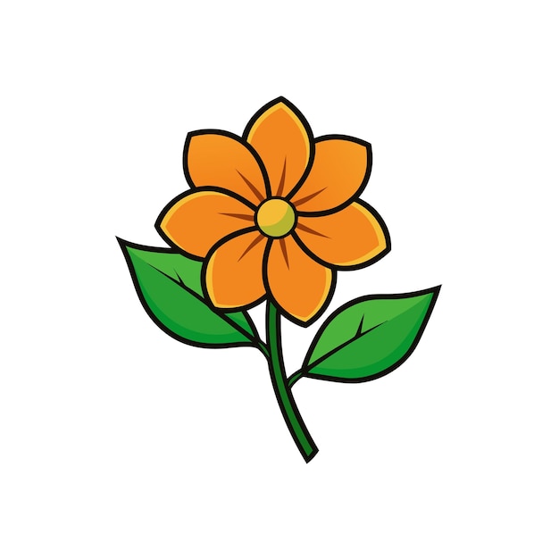 Flor naranja con hojas verdes