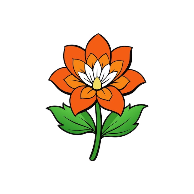 Una flor de naranja vibrante con hojas verdes una ilustración botánica