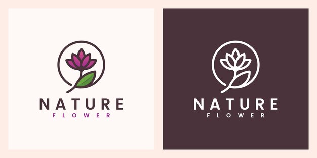 Flor de la naturaleza con hermoso diseño de logotipo de color