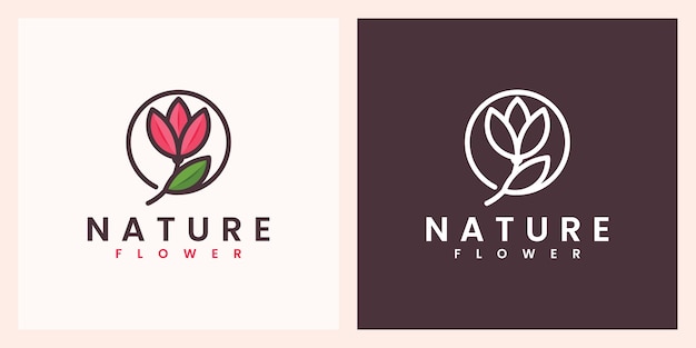 Flor de la naturaleza con hermoso diseño de logotipo de color