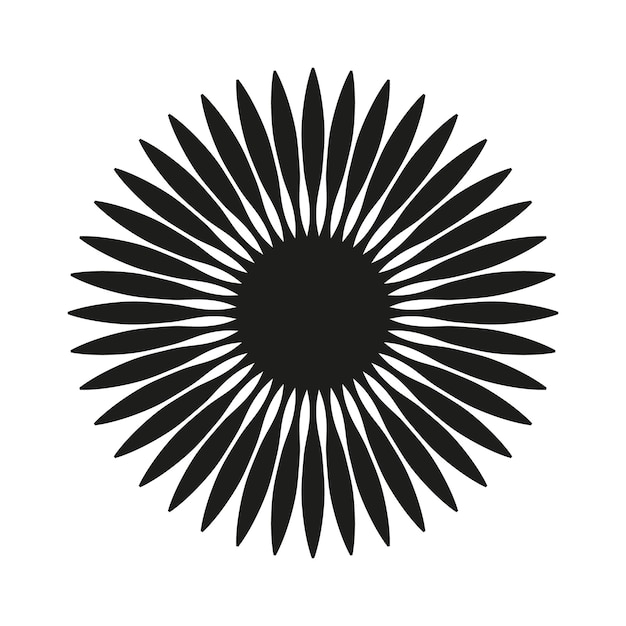 Flor negra plana vectorial aislada sobre fondo blanco