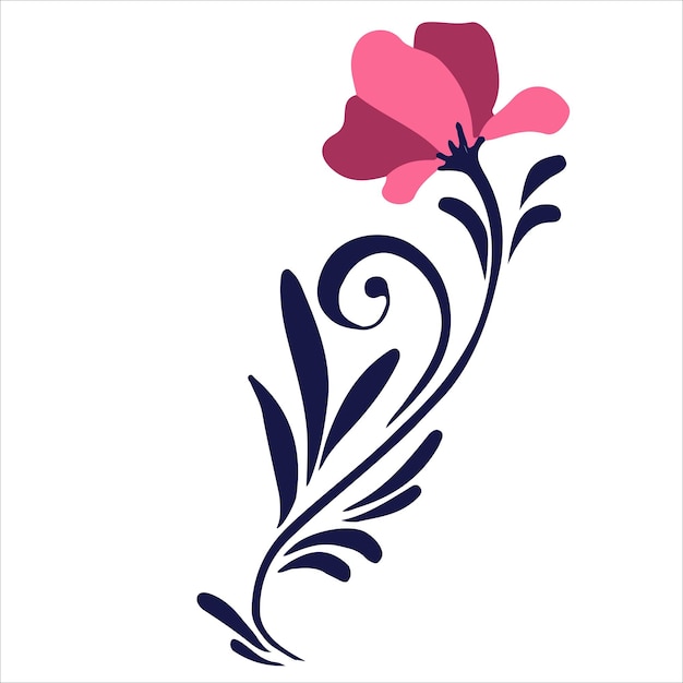 Una flor o planta ornamental Impresión botánica de hojas flores y rizos Un simple patrón natural Ilustración vectorial sobre un fondo blanco