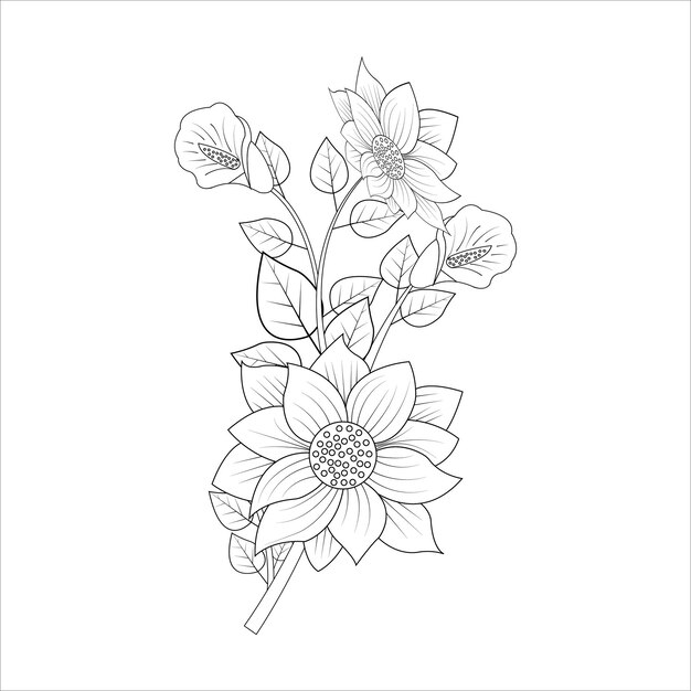 Flor Orquídea aislado sobre fondo blanco. Diseño gráfico de ilustración vectorial.