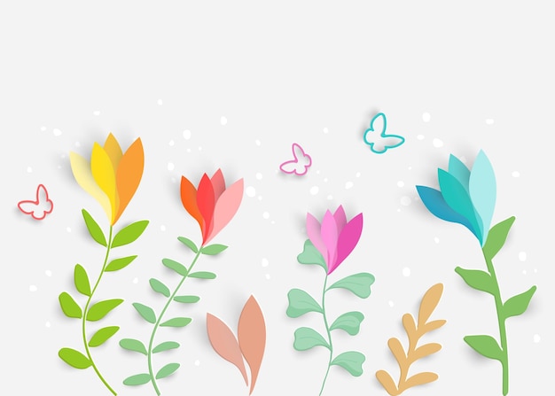 Flor de papel Las flores coloridas y brillantes están cortadas de papel.