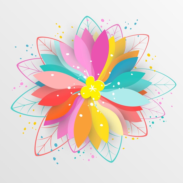 Vector flor de papel las flores coloridas y brillantes están cortadas de papel.