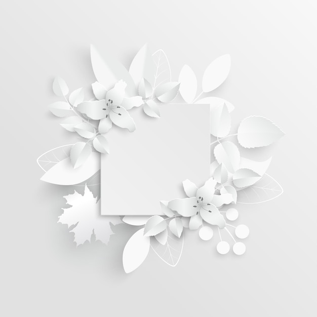 Flor de papel Lirios blancos cortados de papel Ilustración vectorial