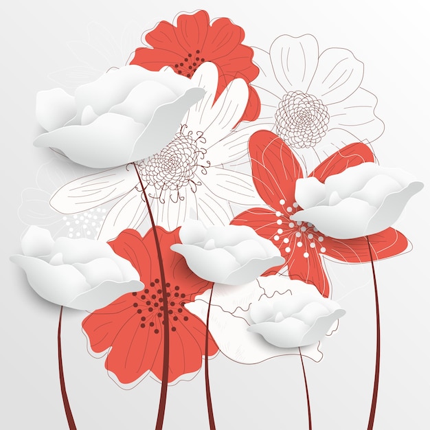 Flor de papel Rosas blancas cortadas de papel Decoraciones de boda Ramo de novia decorativo