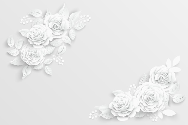 Vector flor de papel rosas blancas cortadas de papel ilustración vectorial