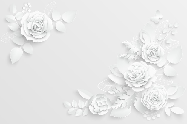 Flor de papel rosas blancas cortadas de papel ilustración vectorial