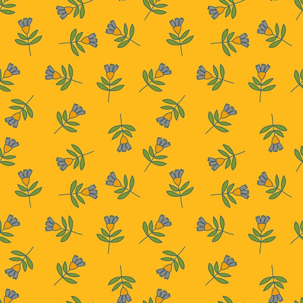 Flor de patrones sin fisuras en estilo de arte ingenuo Papel tapiz floral simple abstracto
