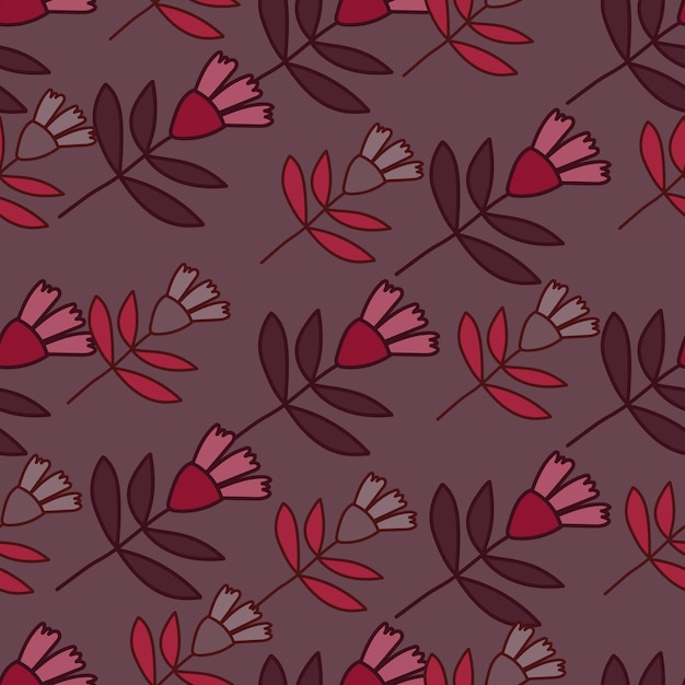 Flor de patrones sin fisuras en estilo de arte ingenuo Papel tapiz floral simple abstracto