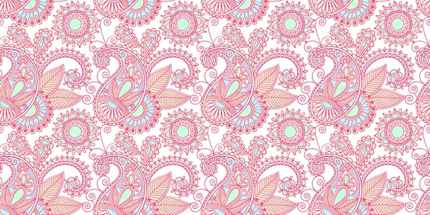 Flor de patrones sin fisuras paisley diseño indio