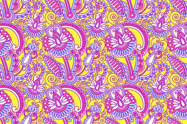 Flor de patrones sin fisuras paisley diseño indio