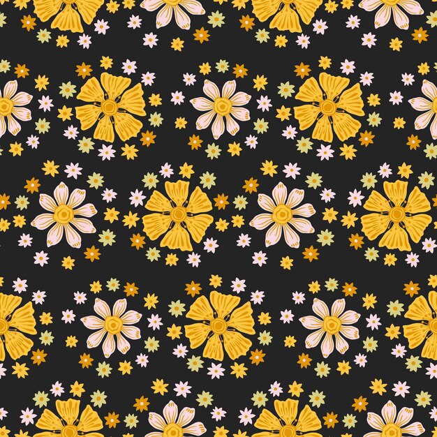 Flor de patrones sin fisurasDiseño decorativo floralHermoso estampado de moda