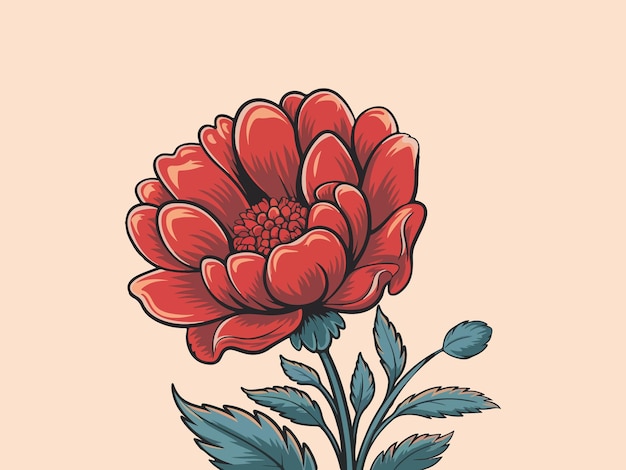 La flor de la peonía roja
