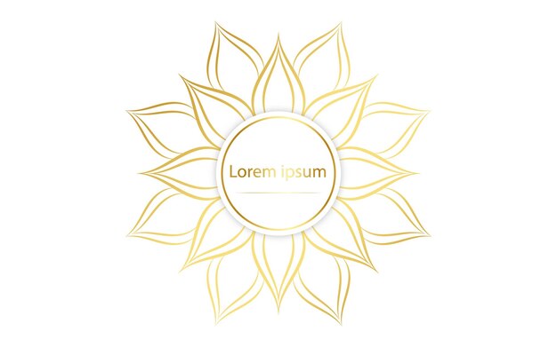 Flor de pétalo de patrón de círculo de mandala con color doradoPatrones de mandala floral de vector diseño único con fondo blancoPatrón dibujado a mano