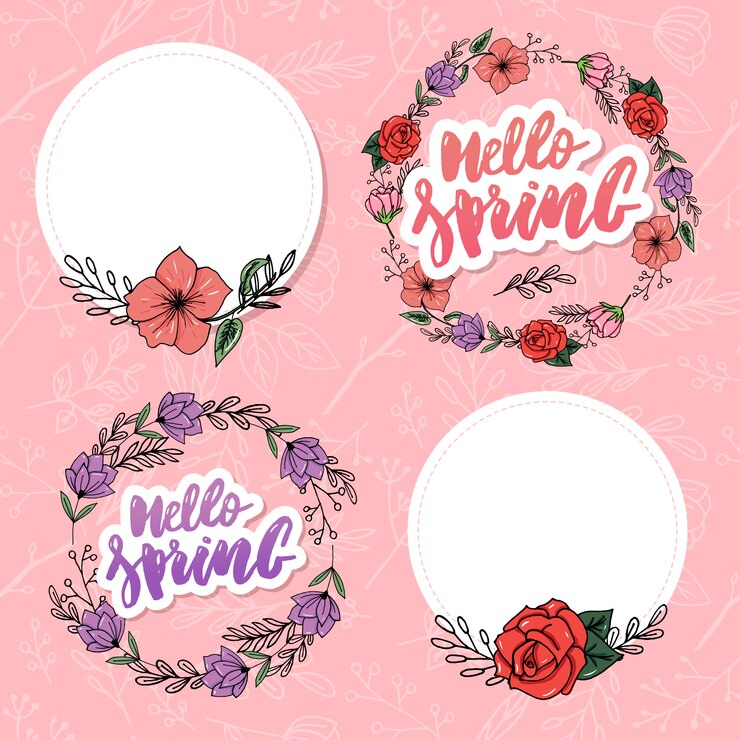 Vector flor de primavera corona vector set diseño hermoso