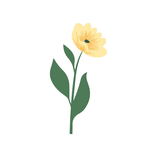 Flor de primavera Diseño de iconas florales botánicas Planta de jardín sobre fondo blanco Vector plano colorido