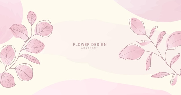Flor de primavera fondo de clipart abstracto Flores y hojas en dibujo de acuarela rosa