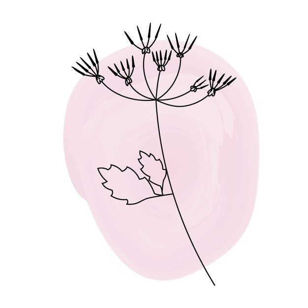 Flor de primavera única arte de línea botánica elemento de diseño minimalista ilustración vectorial plana