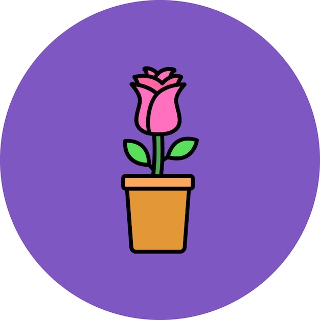 una flor púrpura con un tallo verde en una olla