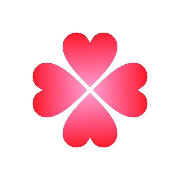 Una flor roja con cuatro pétalos y un símbolo de corazón.