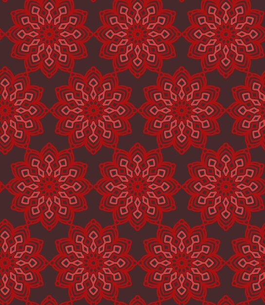 Flor roja estilizada. Patrón sin costuras, adorno. Adecuado para fundas, ropa, papel pintado, textiles.