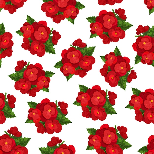 flor roja, con, hoja, floral, seamless, patrón