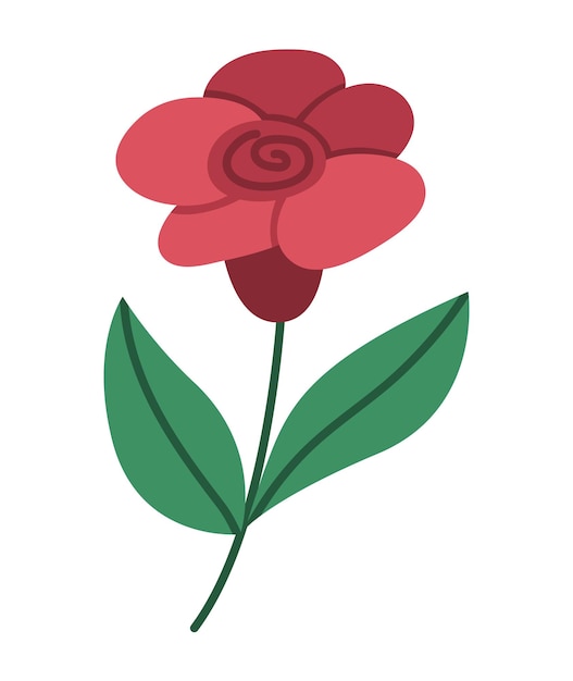 una flor roja con hojas verdes y una hoja verde