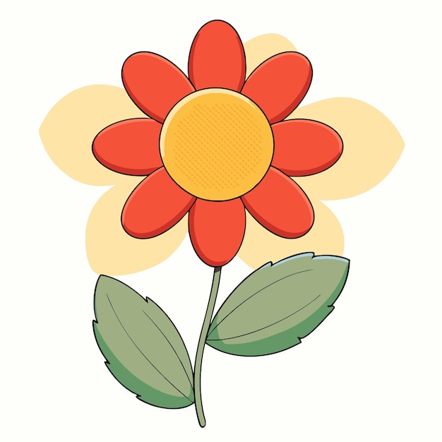 Flor roja con hojas verdes sobre un fondo blanco aislado 6