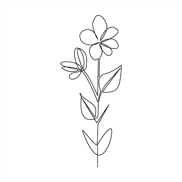 Flor romántica en una línea dibujo de contorno artístico en fondo blanco trazo vectorial mínimo