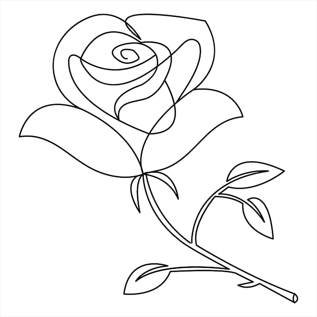 Flor de rosa continuo dibujo de arte de una sola línea contorno ilustración vectorial diseño minimalista