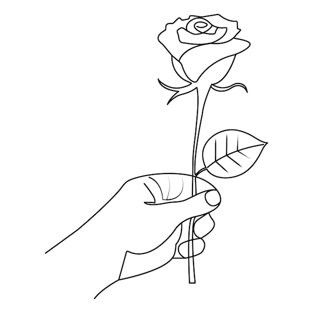 Flor de rosa continuo dibujo de arte de una sola línea contorno ilustración vectorial diseño minimalista