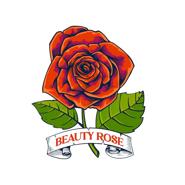 flor rosa dibujada a mano