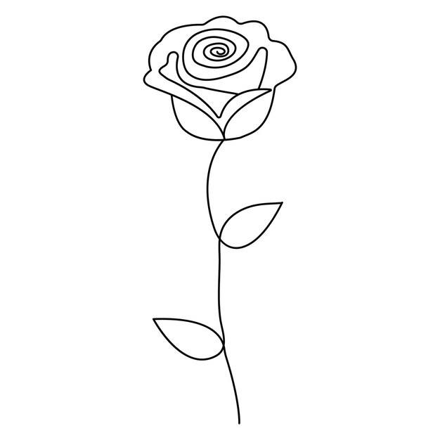 Flor de rosa dibujo continuo de una línea con trazo editable
