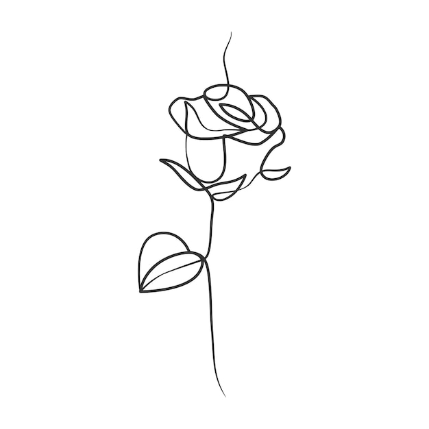 Flor de rosa en estilo de dibujo de arte de línea continua