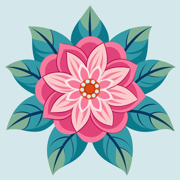 una flor rosa con hojas verdes y una flor rosa
