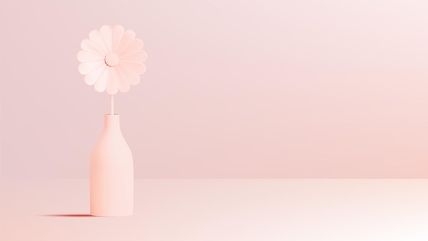 Flor rosa minimalista en un jarrón Decoración floral elegante y sencilla