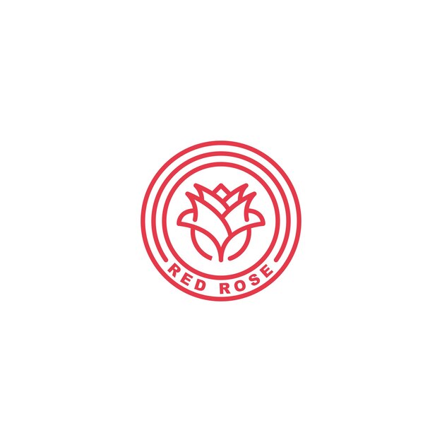 Flor rosa roja. plantilla de icono de logotipo vectorial