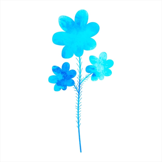 Flor sobre fondo blanco acuarela silueta aislado