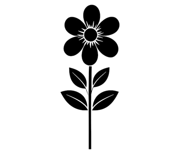 Flor sobre fondo blanco Ilustración de una flor Vector de silueta de flor