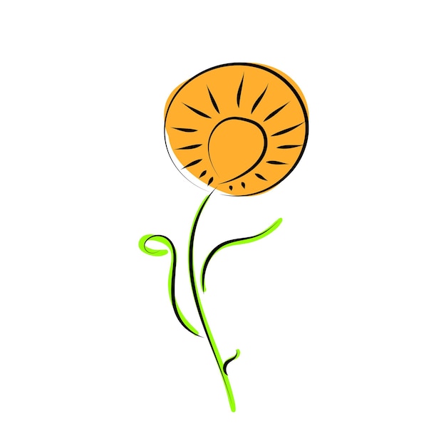 Flor sobre fondo blanco Planta de diente de león Ilustración vectorial