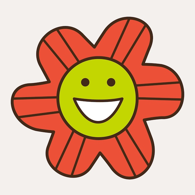 Flor sonriente personaje abstracto mascota diseño cara divertida lindo icono