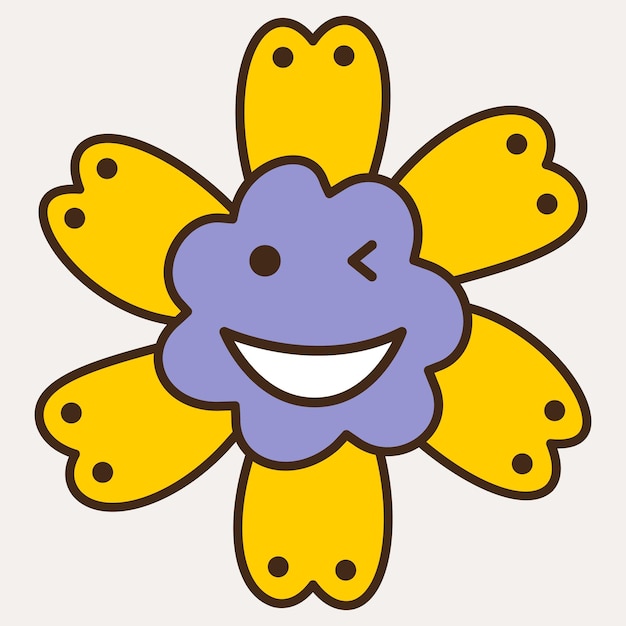 Flor sonriente personaje abstracto mascota diseño cara graciosa lindo iconx9