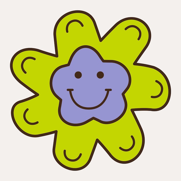 Flor sonriente personaje abstracto mascota diseño cara graciosa lindo iconx9