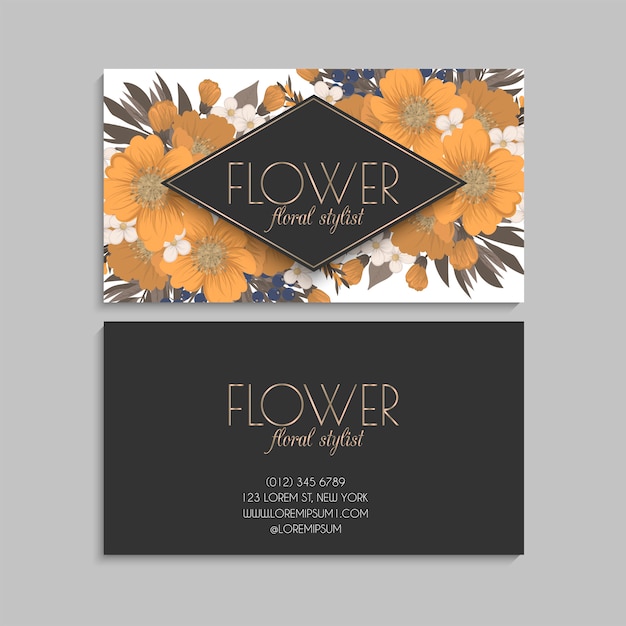 Flor tarjetas de visita flores amarillas