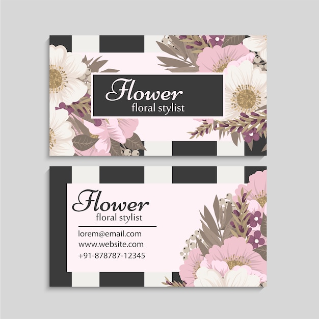 Flor tarjetas de visita flores de color rosa