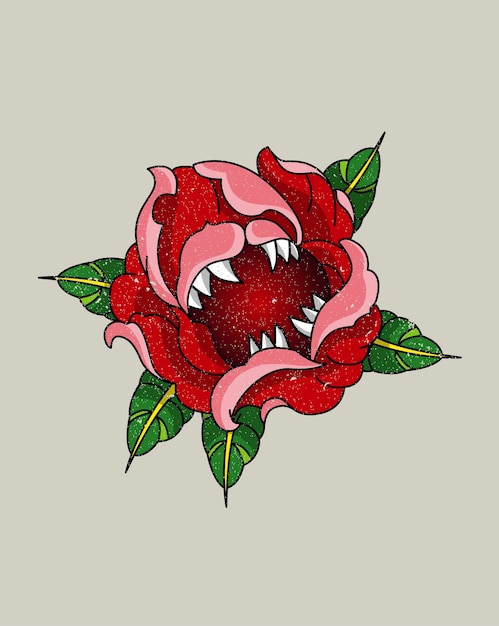 Flor con tatuaje de dientes