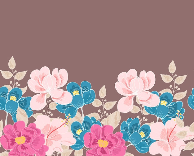 Flor tropical dibujada a mano con fondo sin costura